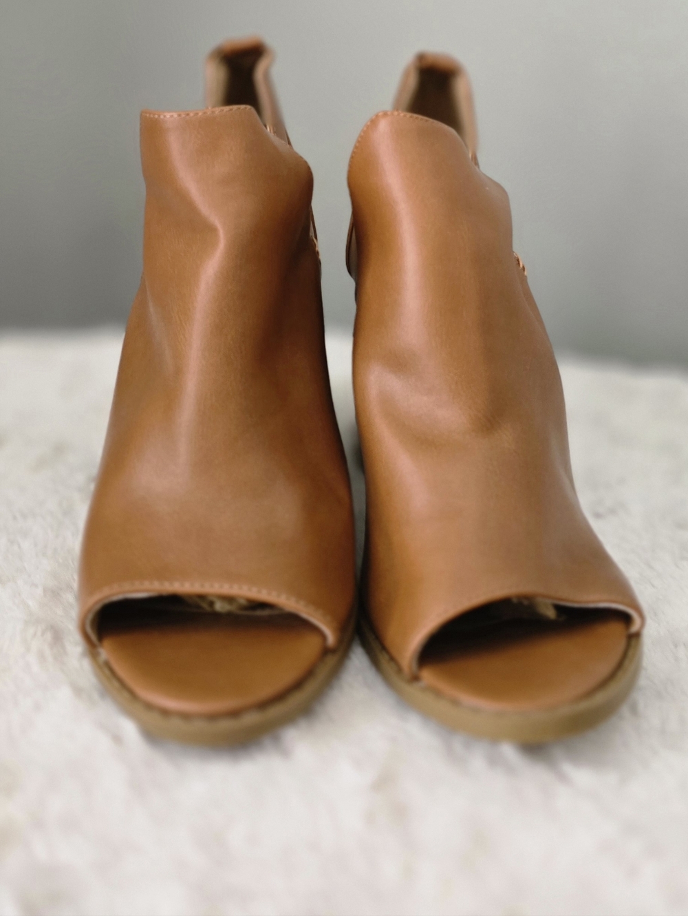 Qupid Tan Chunky Heel Booties